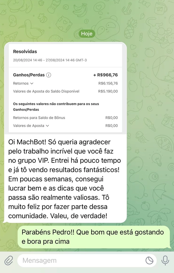 prova social (print de uma conversa de whatsapp)