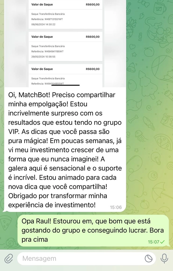 prova social (print de uma conversa de whatsapp)