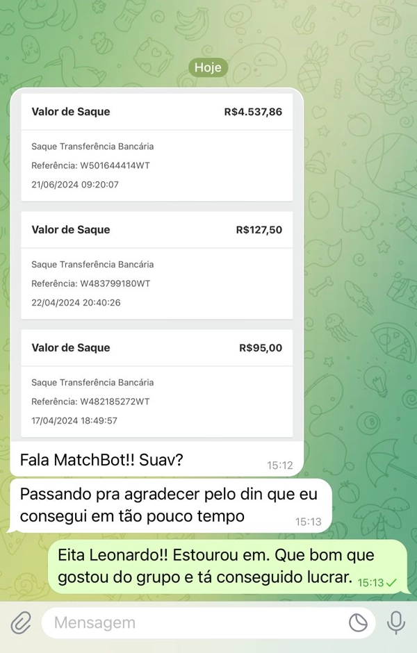 prova social (print de uma conversa de whatsapp)